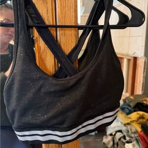 ZYIA Black Sports Bra with Striped Band